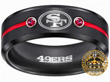 San Francisco 49ers Ring | Black & Red CZ | Customizable