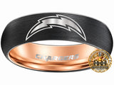 LA Chargers Ring | Black & Rose Gold 6mm Ring | Customizable