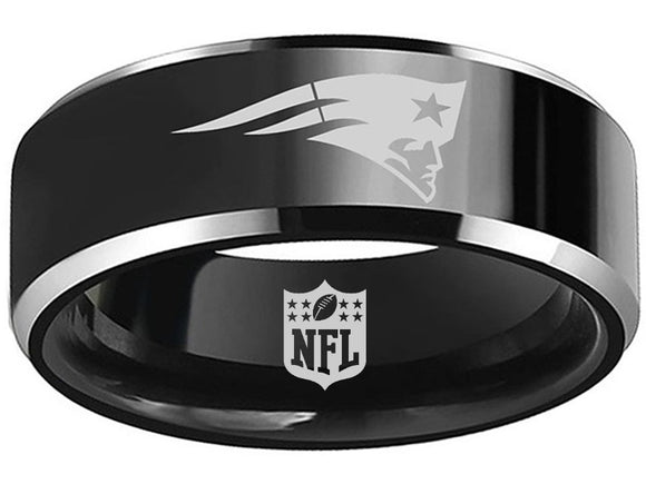 New England Patriots Ring 8mm Black Tungsten Ring #patriots