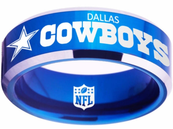 NFL Dallas Cowboys Blue and Silver Ring - Dallas Cowboys Football Team Jewelry