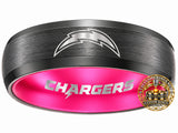 LA Chargers Ring | Black & Pink 6mm Ring | Customizable