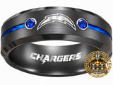 LA Chargers Ring | Black & Blue CZ | Customizable