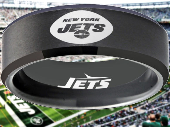 New York Jets Ring Matte Black Wedding Ring Sizes 6 - 13 #jets #nyjets