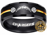 LA Chargers Ring | Black & Gold CZ | Customizable