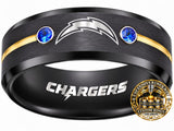 LA Chargers Ring | Black Gold & Blue CZ | Customizable