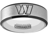 Washington Commanders Ring Silver & Black Tungsten Wedding Ring #commanders