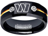 Washington Commanders Ring Black & Gold CZ Tungsten Wedding Ring #COMMANDERS