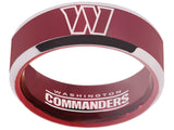 Washington Commanders Ring Red & Silver Tungsten Wedding Ring #NFL