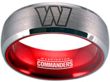 Washington Commanders Ring Silver & Red Tungsten Wedding Ring #commanders