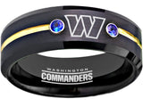 Washington Commanders Ring Black & Blue CZ Tungsten Wedding Ring #COMMANDERS