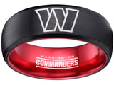 Washington Commanders Ring Black & Red Tungsten Wedding Ring #NFL #COMMANDERS