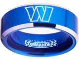 Washington Commanders Ring 8mm Blue & Silver Tungsten Ring #NFL