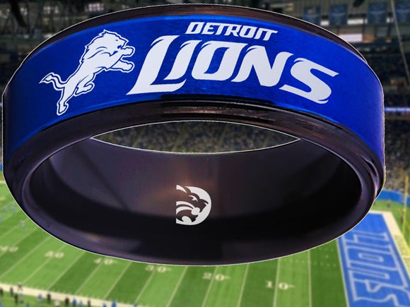 Detroit Lions Ring Blue & Black Wedding Band | Sizes 5 - 15 #detroitlions #nfl