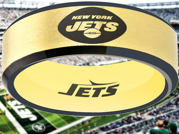 New York Jets Ring Gold & Black Wedding Ring Sizes 6 - 13 #jets #nyjets