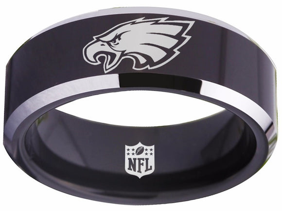 Philadelphia Eagles Ring 8mm Black Tungsten Ring #eagles