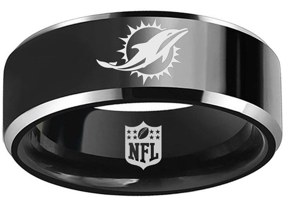 Miami Dolphins Ring 8mm Black Tungsten Ring #dolphins