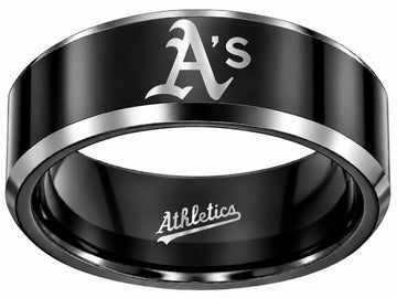 Oakland A's Ring | Black & Silver | Customizable