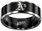 Oakland A's Ring | Black & Silver | Customizable