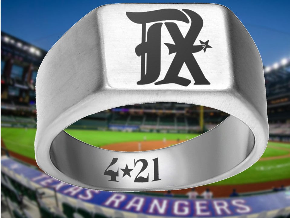 Home › Texas Rangers Ring Silver & Black 10mm Ring | Sizes 8-12 # ...