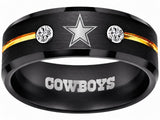 Dallas Cowboys Ring | Black & Gold CZ | Customizable