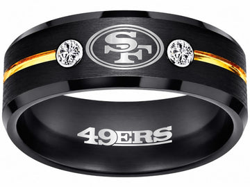 San Francisco 49ers Ring | Black & Gold CZ | Customizable