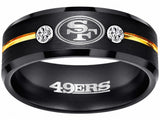 San Francisco 49ers Ring | Black & Gold CZ | Customizable