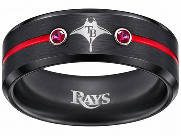 Tampa Bay Rays Ring | Black & Red CZ | Customizable