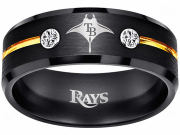 Tampa Bay Rays Ring | Black & Gold CZ | Customizable