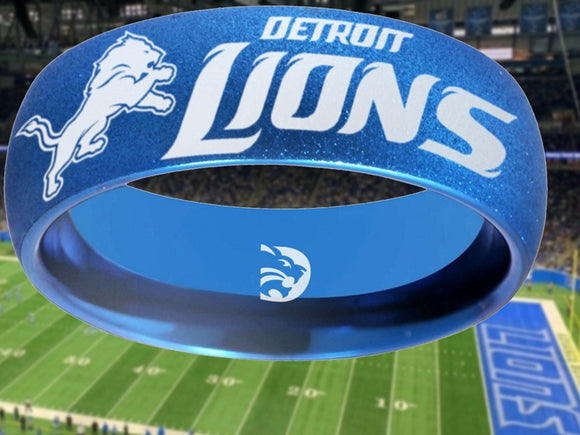 Detroit Lions Ring Blue Wedding Band | Sizes 6-13 #detroit #lions #nfl