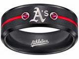 Oakland A's Ring | Black & Red CZ | Customizable