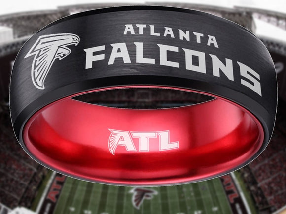 Atlanta Falcons Ring Black & Red Wedding Band | Sizes 6 - 13 #atlanta #falcons #nfl