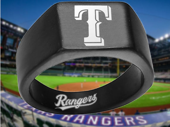 Texas Rangers Ring Black and Silver 10mm Ring | Sizes 8-12 #texasrangers #mlb