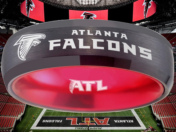 Atlanta Falcons Ring Black & Red 6mm Wedding Band | Sizes 6 - 13 #atlanta #falcons #nfl