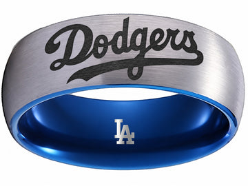 LA Dodgers Ring | Silver & Blue | Wedding Band