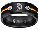 San Diego Padres Ring | Black & Gold CZ | Wedding Band