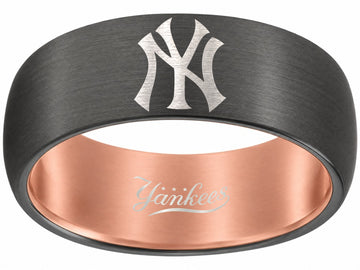 New York Yankees Ring Yankees Logo Ring MLB Grey and Rose Gold #nyy #yankees