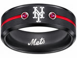 NY Mets Ring | Black & Red CZ | Customizable