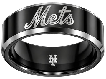 NY Mets Ring | Black & Silver | Customizable