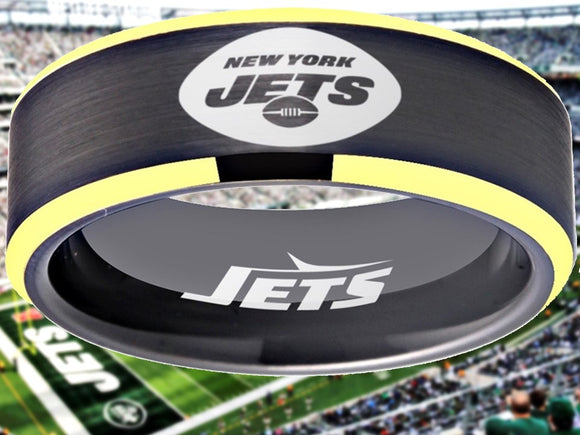 New York Jets Ring Black & Gold Wedding Ring Sizes 6 - 13 #jets #nyjets