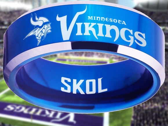 Minnesota Vikings Ring Blue & Silver Wedding Band | Sizes 4 - 17 #vikings #skol #nfl