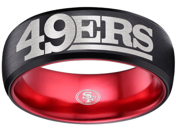 49ers Ring | Black & Red Wedding Ring | Customizable