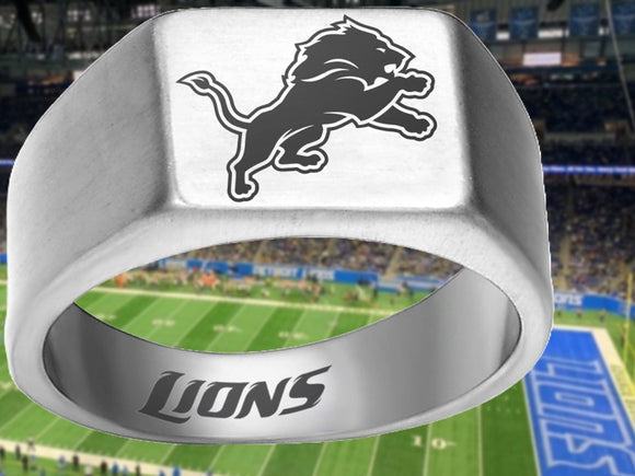Detroit Lions Ring Silver Titanium 10mm Ring | Sizes 8-12 #detroit #lions #nfl