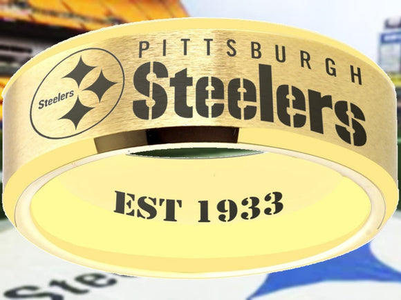 Pittsburgh Steelers Ring Gold Wedding Band | Sizes 6-13 #pittsburgh #steelers