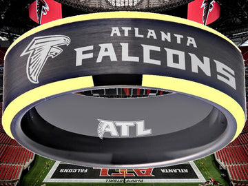 Atlanta Falcons Ring Black & Gold Wedding Band | Sizes 6 - 13 #atlanta #falcons #nfl