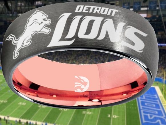 Detroit Lions Ring Grey & Rose Gold Wedding Band | Sizes 6-13 #detroit #lions #nfl