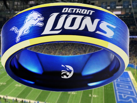 Detroit Lions Ring Blue & Gold Wedding Band | Sizes 6-13 #detroit #lions #nfl