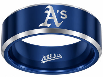 Oakland A's Ring | Blue & Silver | Customizable