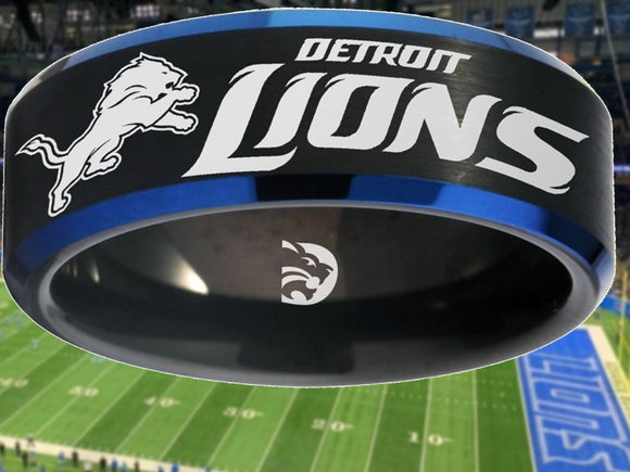 Detroit Lions Ring Black & Blue Wedding Band | Sizes 6 - 13 #detroitlions #nfl