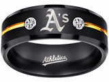 Oakland A's Ring | Black & Gold CZ | Customizable