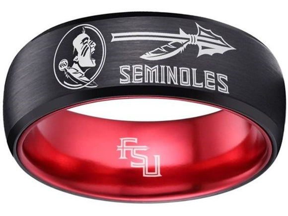 Florida State Seminoles Ring FSU Logo Ring Wedding Band Black & Red Ring #fsu #ncaa